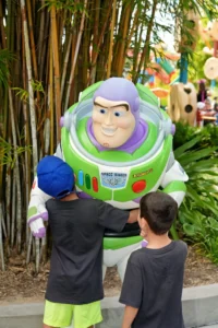 Buzz Lightyear at Hollywood Studios meeting young guests